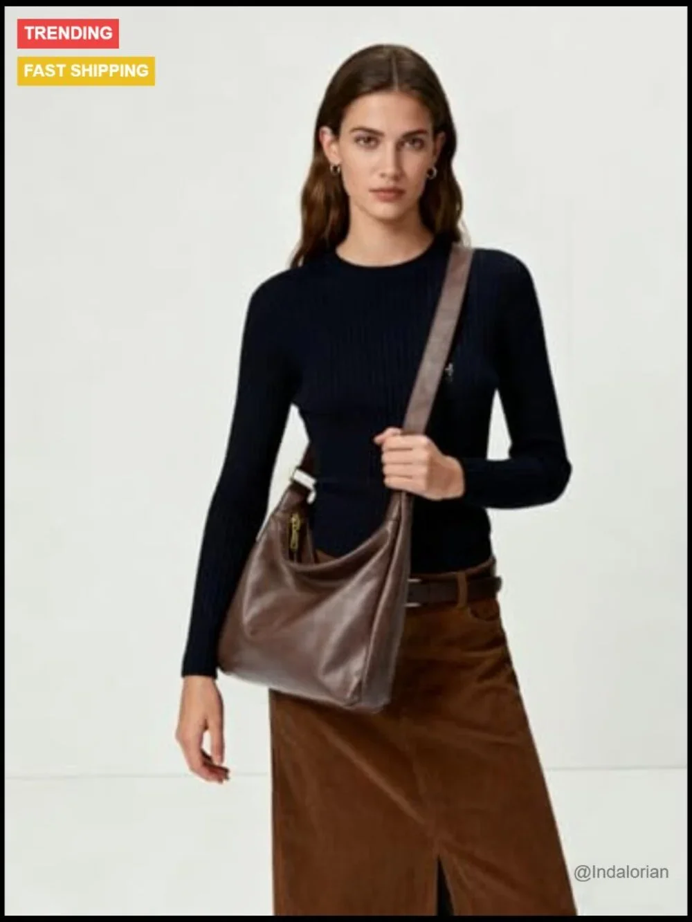 Hobo Bag Shoulder Handbag Slouchy Tote Crossbody Purse Faux Leather